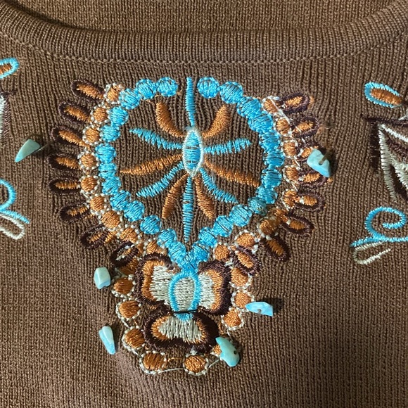Brown beaded/embroidered tank top - Picture 2 of 3